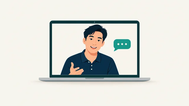 Illustrated teacher giving a private online Thai lesson